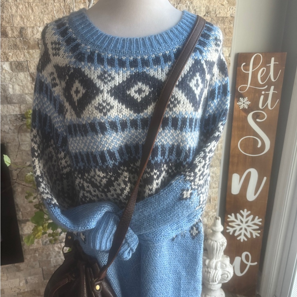 Roaman's Nordic Blue and White Sweater